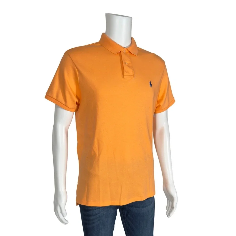 Polo Ralph Lauren Polo Shirt Mens L Orange Excellent Custom Fit Pony Logo